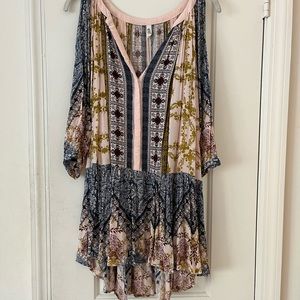 Free People, cold shoulder flowy mini dress
